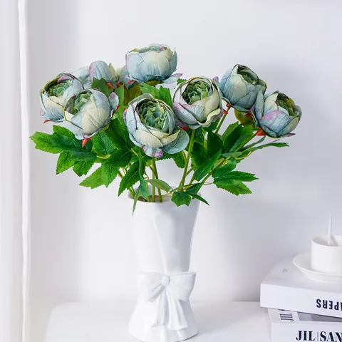 Hochwertige Künstliche Pfingstrosen Aus Plissiertem Satinstoff Simulation Blumenstrauß Für Die Dekoration Von Hochzeiten Zu Hause