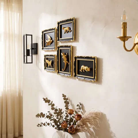 Retro Black Gold Resin Photo Frame DIY Wall Decoration European Baroque Style Relief Butterfly Leopard Lizard Swallow Wall Ornament
