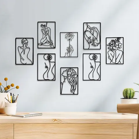 Minimalistische Metall Wandkunst Deko Abstrakte Blume Weiblicher Körper Eisen Wandbehang Moderne Wohnkultur Wohnzimmer Kunst