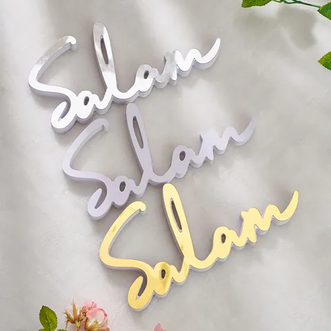 Salam Kunst Buchstabe Ornament PVC Tischdeko Spiegel Gold Silber Modern Minimalistisch Zuhause Party Tisch Deko Geschenk