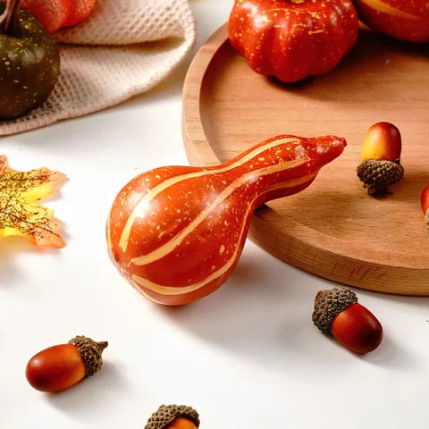 Artificial Spotted Mini Pumpkins With Acorns And Maple Leaves For Halloween Thanksgiving Autumn Harvest Home Table Decoration DIY Craft