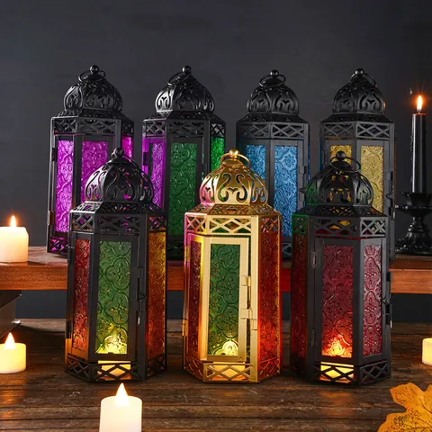 Marokkaanse Vintage IJzeren Kandelaar Lantaarn Retro Hangende Kandelaar Voor Romantische Tafel Decoratie Huis