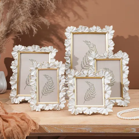 Halloween Vintage Resin Daisy Photo Frame 3D Floral Relief Gothic Gold Trim Picture Frame For Festival Home Decor