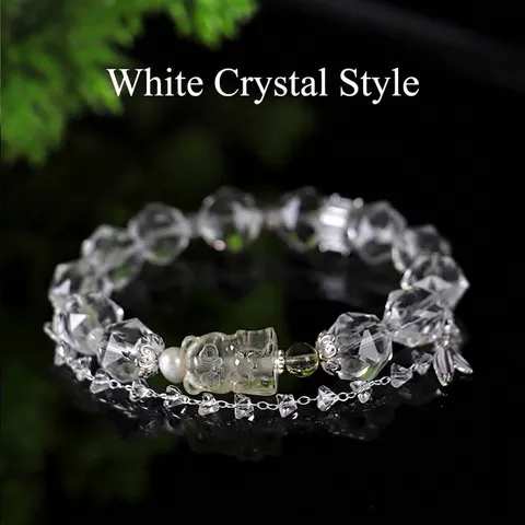 Pulsera de Péndulo de Oso de Citrina y Cristal Blanco Facetado Natural Para Mujer Joyería de Moda Pulsera de Zorro de Cuarzo Hecha a Mano
