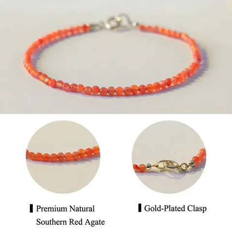 3mm Natural Southern Red Agate Bracelet For Women Minimalist Tiny Gemstone Beads Handmade Thin Bracelet Jewelry Gift