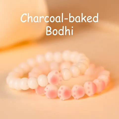 Natural White Jade Bodhi Root Bracelet Cherry Blossom Pink Cat Paw Hand-held Beads For Women Students Healing Stress Relief Bracelet Jewelry Gift