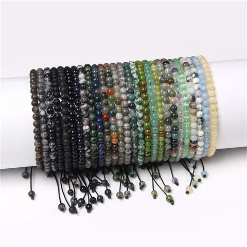 Natural Stone Braided Bracelet Adjustable Handmade Yoga Beaded Hand Chain Bohemian Jewelry For Women Men Gift