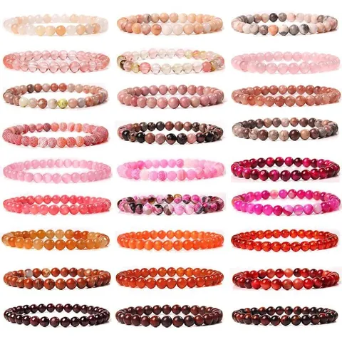 Fashion 6mm Natural Stone Beaded Bracelet For Women Men Unisex Simple Smooth Round Crystal Beads Stretch Charm Bracelet Jewelry