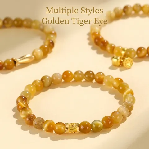Neuer Chinesischer Stil Goldene Tigerauge Perlenarmband Für Damen Vintage Premium Handgefertigte Glücksbringer Schmuck Armband
