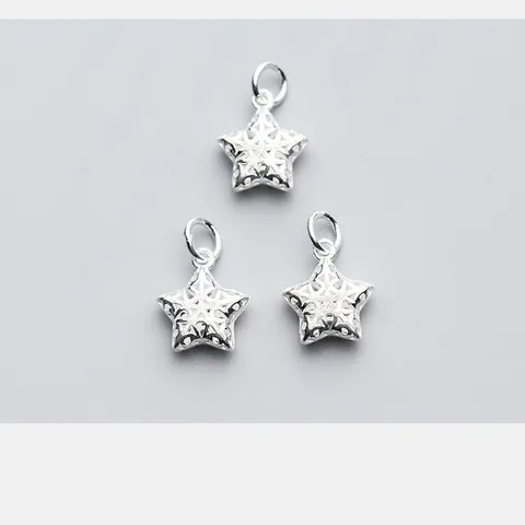S925 Sterling Zilver Opengewerkt Pentagram Ster Hanger DIY Sieradenaccessoire Voor Armband Ketting Maken Minimalistisch Charm