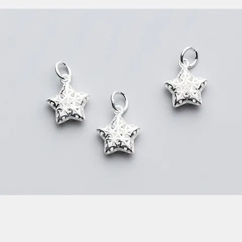 S925 Sterling Zilver Opengewerkt Pentagram Ster Hanger DIY Sieradenaccessoire Voor Armband Ketting Maken Minimalistisch Charm