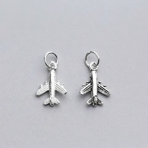 Colgante de Avión Vintage de Plata de Ley 925 Dije de Avión Retro para Creación de Joyas DIY Accesorio de Plata Oxidada