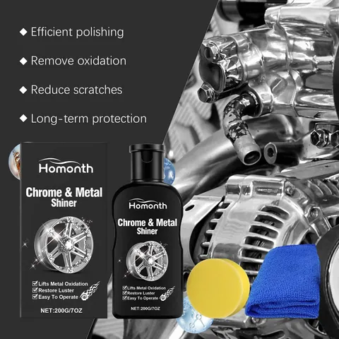 Homonth Metallpolierpaste Chrom Restaurator Für Autoreinigung Oxidationsentfernung Polierer Set Mit Schwamm Und Handtuch
