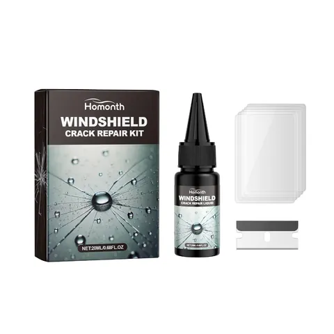 Homonth Windshield Crack Repair Kit For Car Glass Scratches Repairs 20ml Resin Adhesive Tool With Scraper And Curing Films