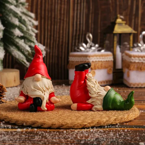 Christmas Yoga Gnome Resin Figurine Creative Meditation Inverted Pose Dwarf Desktop Ornament Festive Xmas Home Decoration Gift