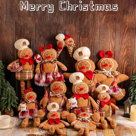 Christmas Gingerbread Man Plush Doll Ornament Series Cloth Art Boy Girl Figurine Christmas Tree Sock Decor Festive Home Display