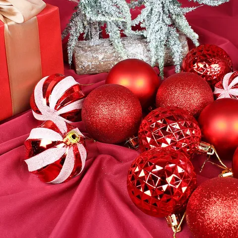 Decoración de Navidad Bolas Colgantes Juego de Bolas de Navidad Pintadas para Colgante Árbol de Navidad Adornos Galvanizados Caja de Regalo