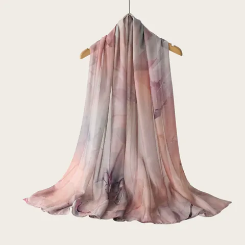 Women Fashion Watercolor Gradient Striped Rayon Scarf Double Needle Printed Long Shawl Casual Bohemian Hijab Wrap Scarf