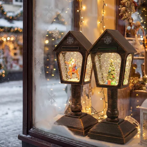 Retro Weihnachten Wasserlaterne LED Schneefall Nachtlicht Kunststoff Weihnachtsmann Weihnachtsbaum Ornament Thuis