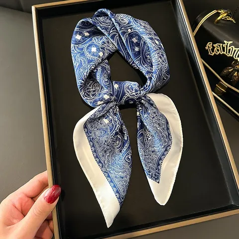 Dames Vintage Paisley Stip Vierkante Zijdegevoel Sjaal Retro Print Mode Naksjaal Voor Dagelijks Pendelen Kantoor