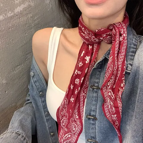 Sciarpa Vintage Paisley a Diamante Per Capelli Bandana in Raso di Poliestere Nastro Per Collo Per Styling Quotidiano Rosso Blu Nero