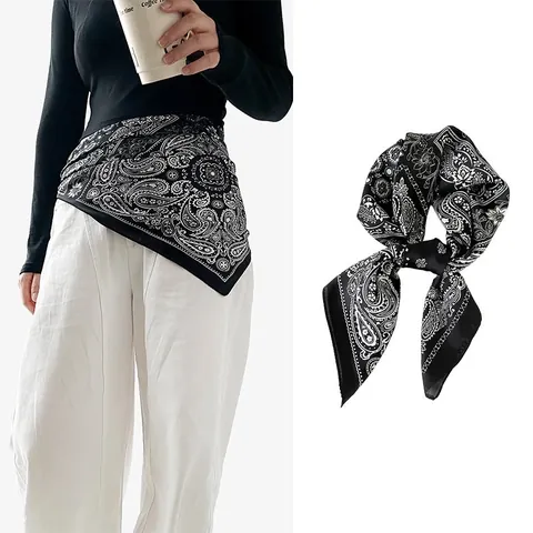 Sciarpa Paisley in Raso di Poliestere Stile Vintage Francese per Donna Foulard di Lusso da Vita Testa Collo Quadrata