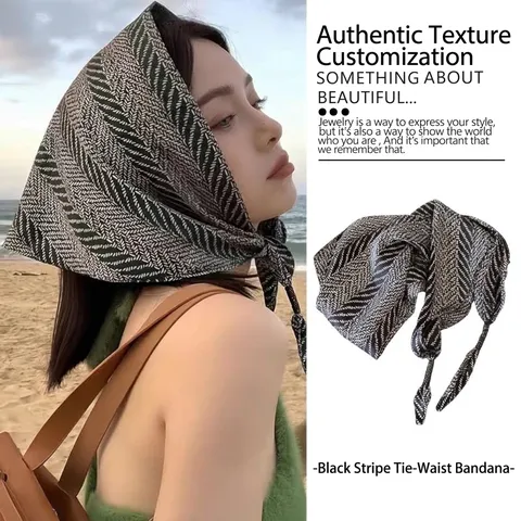 Women Elegant Satin Triangle Scarf Printed Herringbone Paisley Waist Wrap Scarf French Retro Light Luxury Multi Style Scarf