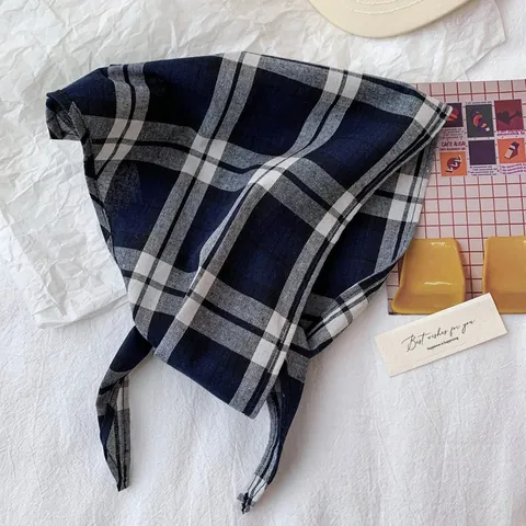 Foulard a Triangolo a Quadri Pastorale Vintage per Donna in Misto Poliestere Cotone Bandana per Capelli Sciarpa da Collo