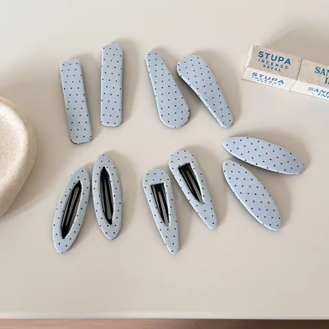 Zoete Gestippelde Stof BB Haarklem Voor Vrouwen Schattig Blauw Rood Patroon Rechthoek Waterdruppel Ovaal Haarspeld Haaraccessoires Haarklem