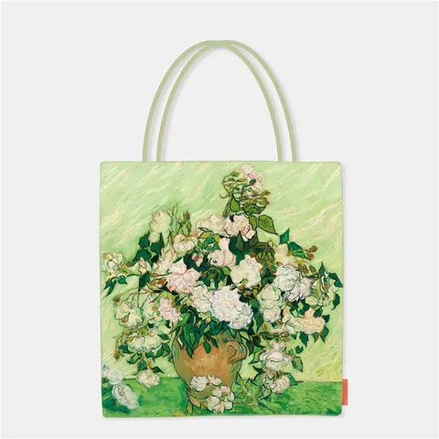 Van Gogh Oil Painting Printed Polyester Tote Bag Large Capacity Artistic Canvas Style Shoulder Bag For Women School Daily