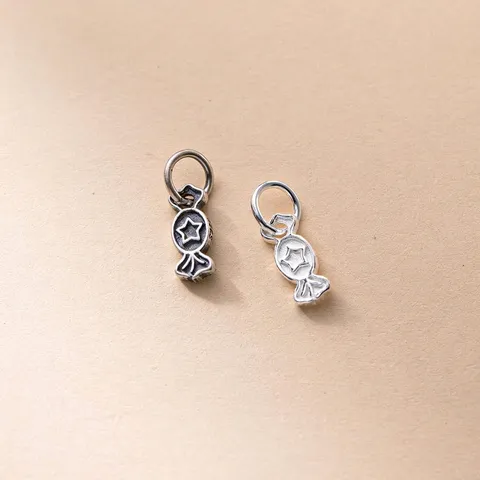 925 Argento Sterling Stella Caramella Forma Ciondolo Charm Per Fai Da Te Bracciale Collana Fatto A Mano Gioielli Componenti