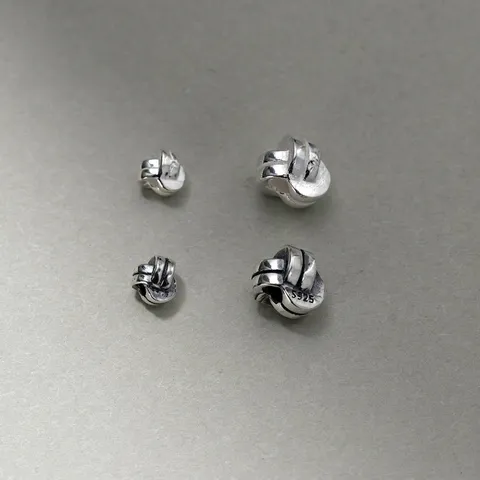 Perles Intercalaires Tissées à Nœud Triangulaire en Argent Sterling 925 Style Vintage Oxydé Accessoires de Bijoux DIY