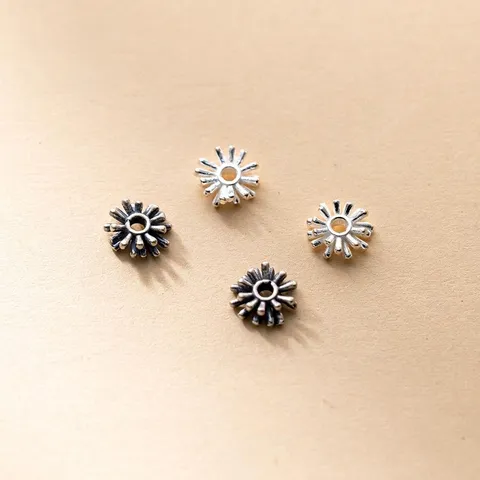 925 Sterling Silber Feuerwerk Abstandshalter Perlen Doppelschichtige Blütenkelch Lose Perlen Für DIY Armband Schmuckherstellung Zubehör