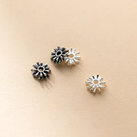 925 Sterling Silber Feuerwerk Abstandshalter Perlen Doppelschichtige Blütenkelch Lose Perlen Für DIY Armband Schmuckherstellung Zubehör