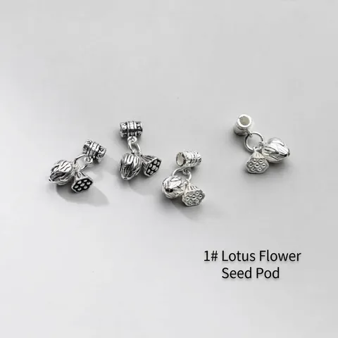 925 Sterling Zilver Lotuspeul Persimmon Hangers Voor Sieraden Maken Retro Antieke DIY Armband Ketting Accessoires