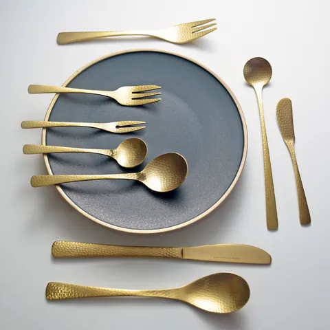 Hammered Gold Stainless Steel Cutlery Set Luxury Retro Steak Knife Fork Spoon For Home Restaurant Banquet Wedding Tableware
