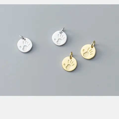 925 Sterlingsilber Handfläche Fußabdruck Charms Runde Anhänger Nur Für DIY Schmuckherstellung Handabdruck Kleine Dekorative Zubehör