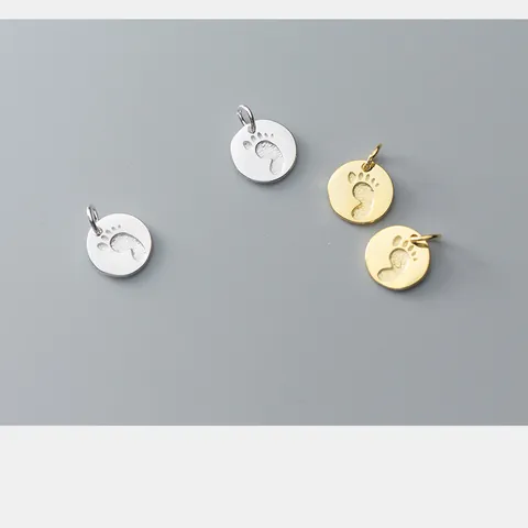 925 Sterlingsilber Handfläche Fußabdruck Charms Runde Anhänger Nur Für DIY Schmuckherstellung Handabdruck Kleine Dekorative Zubehör