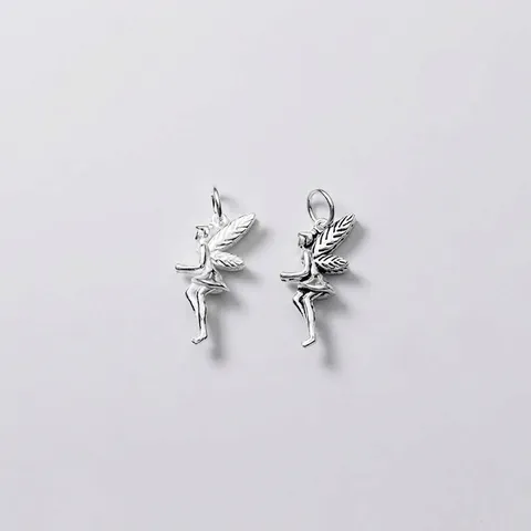 925 Sterling Silver Vintage Angel Wing Pendant Retro Thai Silver Angel Charm For DIY Jewelry Making Bracelet Necklace Accessories