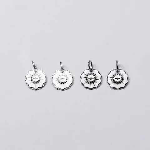 S925 Sterling Silver Vintage Bird Round Plate Pendant DIY Jewelry Making Accessories Eagle Sunburst Stamped Disc Pendant