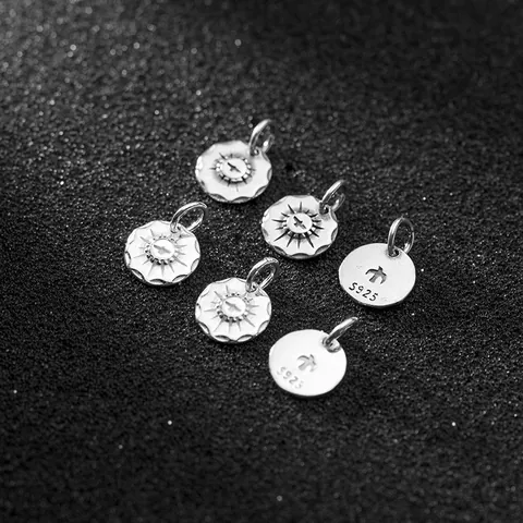 S925 Sterling Silver Vintage Bird Round Plate Pendant DIY Jewelry Making Accessories Eagle Sunburst Stamped Disc Pendant