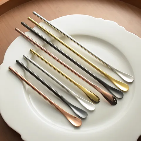 304 Stainless Steel Long Handle Coffee Stirring Spoon Mirror Matte Finish For Coffee Milk Honey Tea Party Drink Spoon