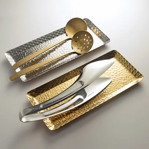 Roestvrij Staal Gehamerd Dienblad Modern Minimalistisch Rechthoekig Metalen Dienblad Voor Fruit Handdoek Sieraden Opslag Decoratief Tafelblad