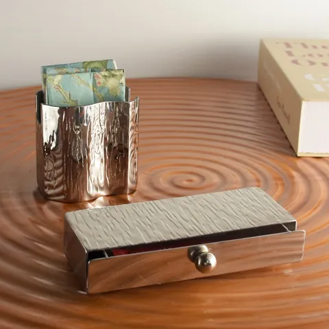 Nordic Stainless Steel Toothpick Holder Tree Bark Texture Napkin Holder Creative Restaurant Hotel Tabletop Storage Box Decor