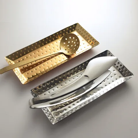 Roestvrij Staal Gehamerd Dienblad Modern Minimalistisch Rechthoekig Metalen Dienblad Voor Fruit Handdoek Sieraden Opslag Decoratief Tafelblad