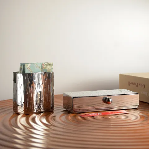 Nordic Stainless Steel Toothpick Holder Tree Bark Texture Napkin Holder Creative Restaurant Hotel Tabletop Storage Box Decor