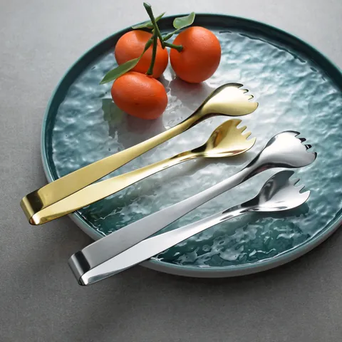 304 Stainless Steel Food Tongs Mirror Polished Ice Tongs For Kitchen Buffet Bakery Snack Lemon Slice Serving Tongs