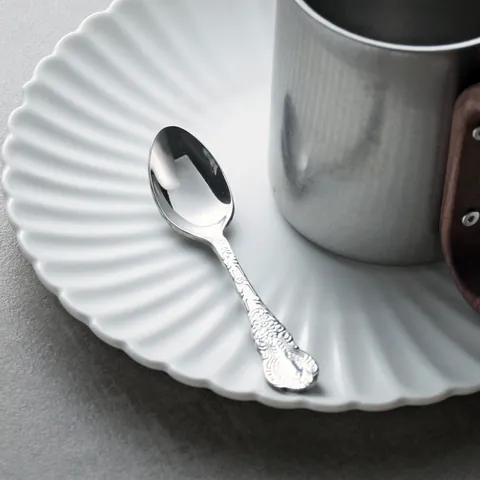 Vintage Palace Relief Jasmine Flower Coffee Spoon 304 Stainless Steel Mirror Polished Dessert Stirring Spoon For Cafe Home Kitchen