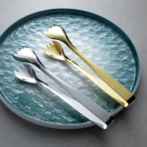 304 Stainless Steel Food Tongs Mirror Polished Ice Tongs For Kitchen Buffet Bakery Snack Lemon Slice Serving Tongs