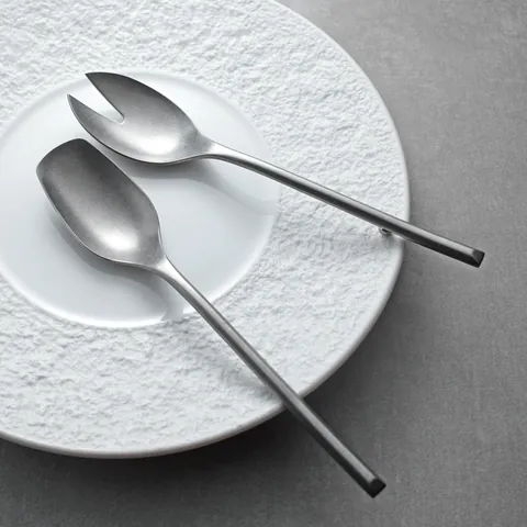 304 Stainless Steel Serving Spoon Matte Finish Long Handle Public Spoon Buffet Salad Fork Restaurant Tableware